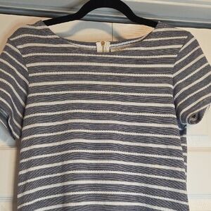 Women's Navy and White Striped Short-Sleeve Dress